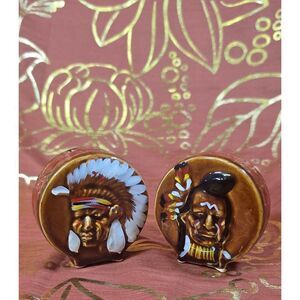 Wales Vintage Native American Chief Salt & Pepper Shakers